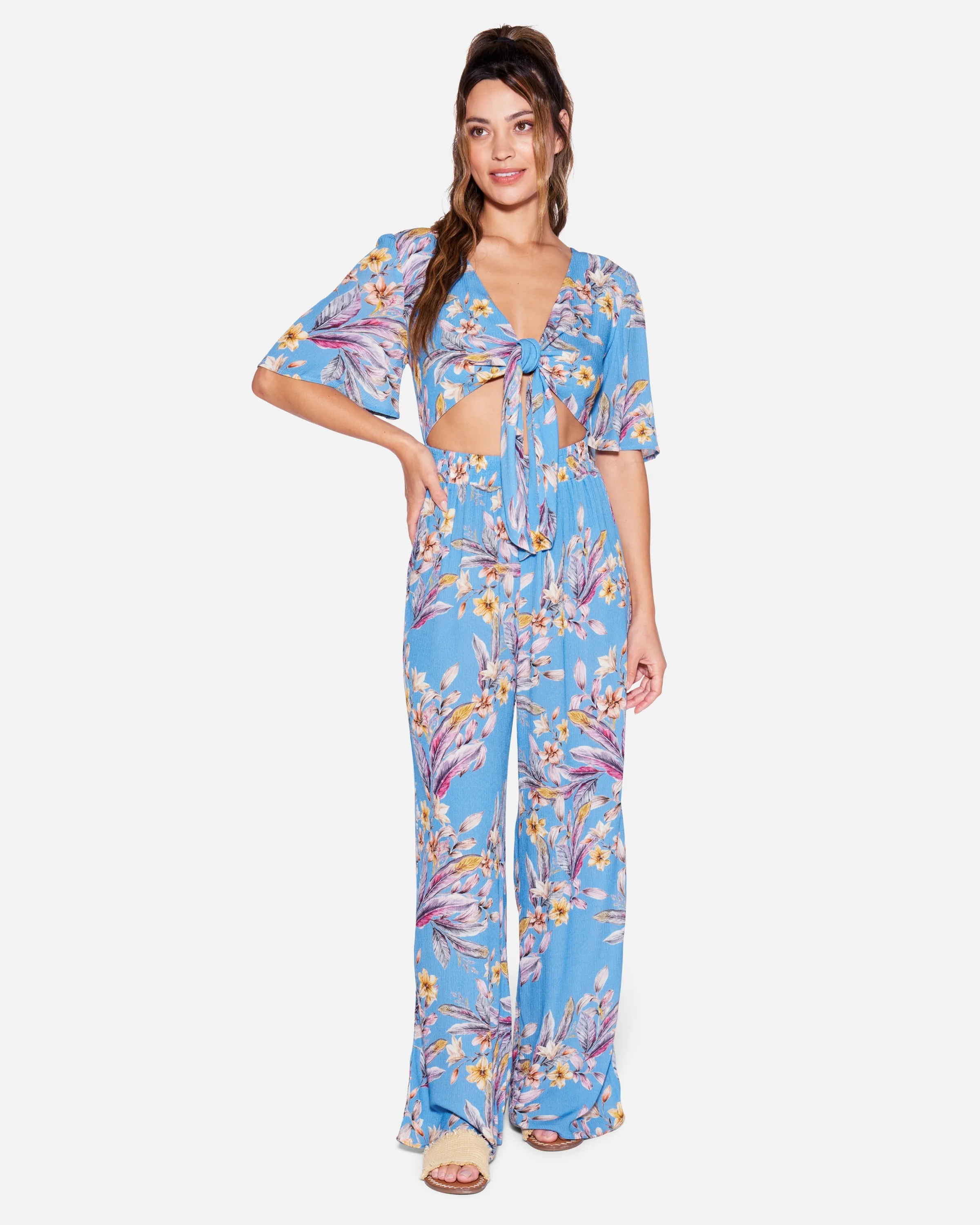 Flora Tie Front Jumpsuit