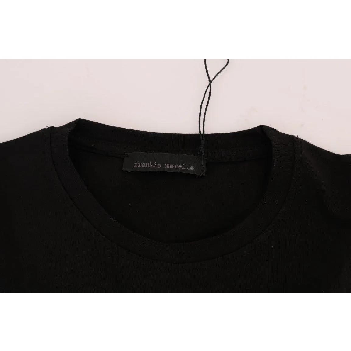 Frankie Morello Chic Black Crewneck Tee with 'RIDERS' Motif