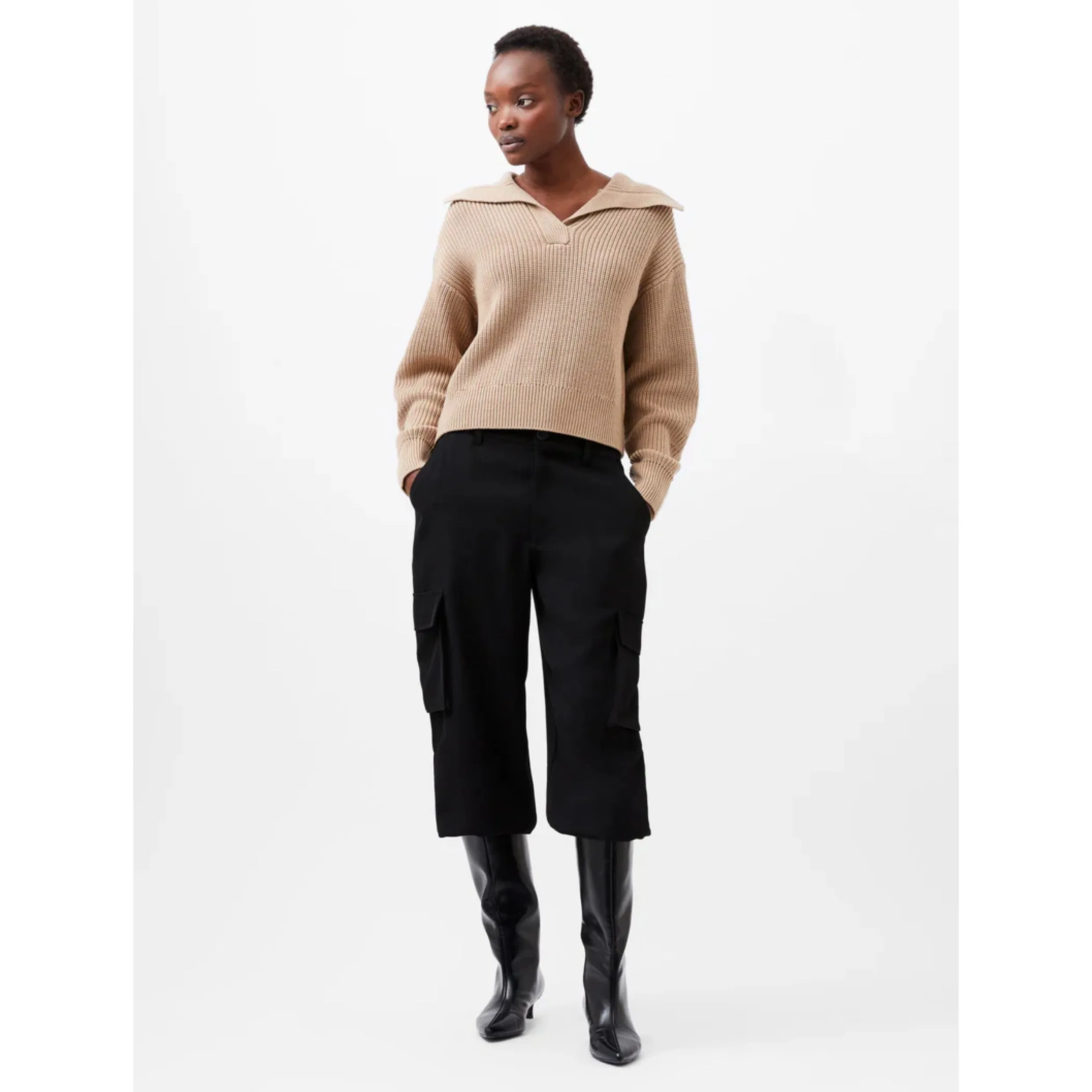 French Connection Joss Collared Jumper in Camel 78XCV