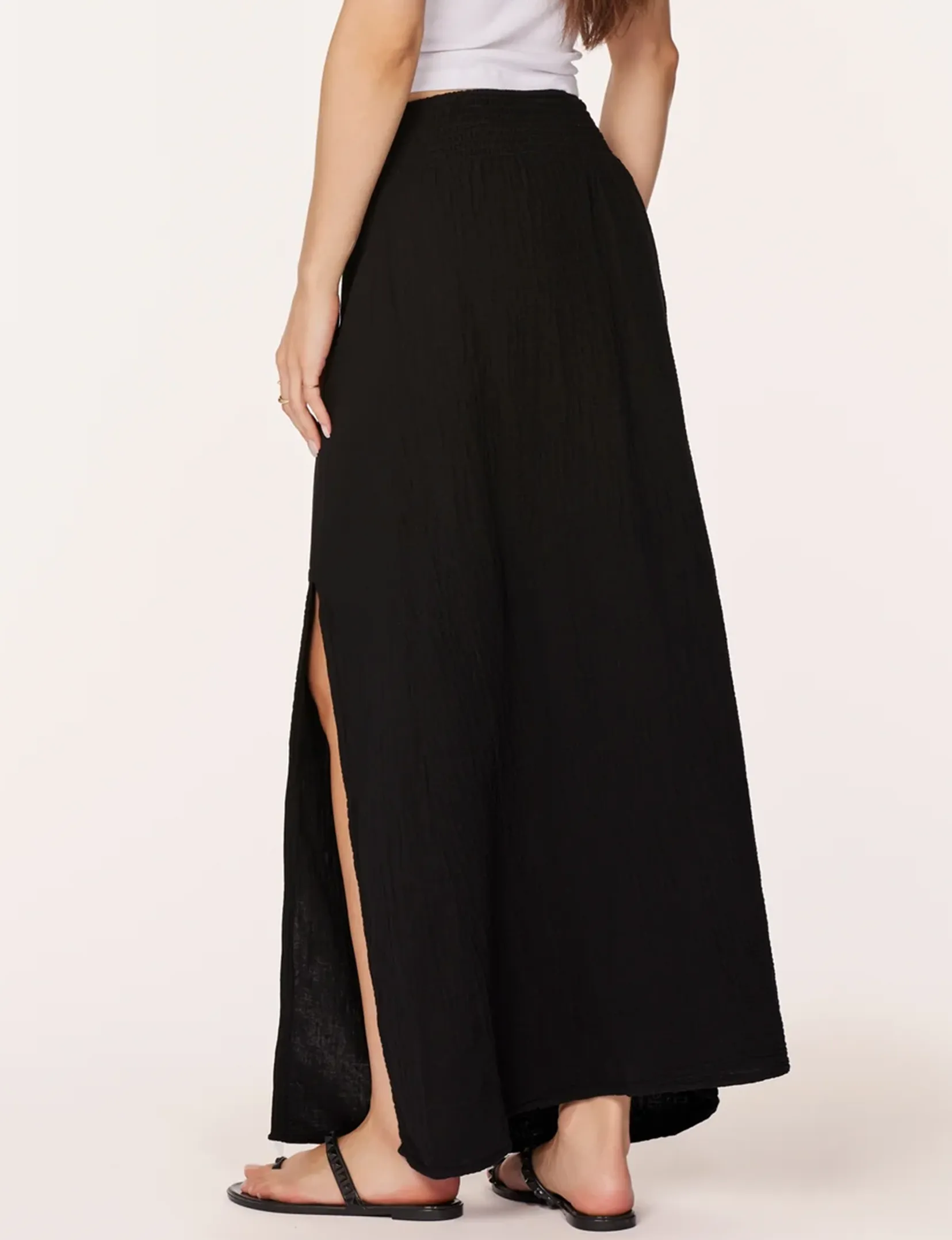 Front Slit Maxi Skirt, Black