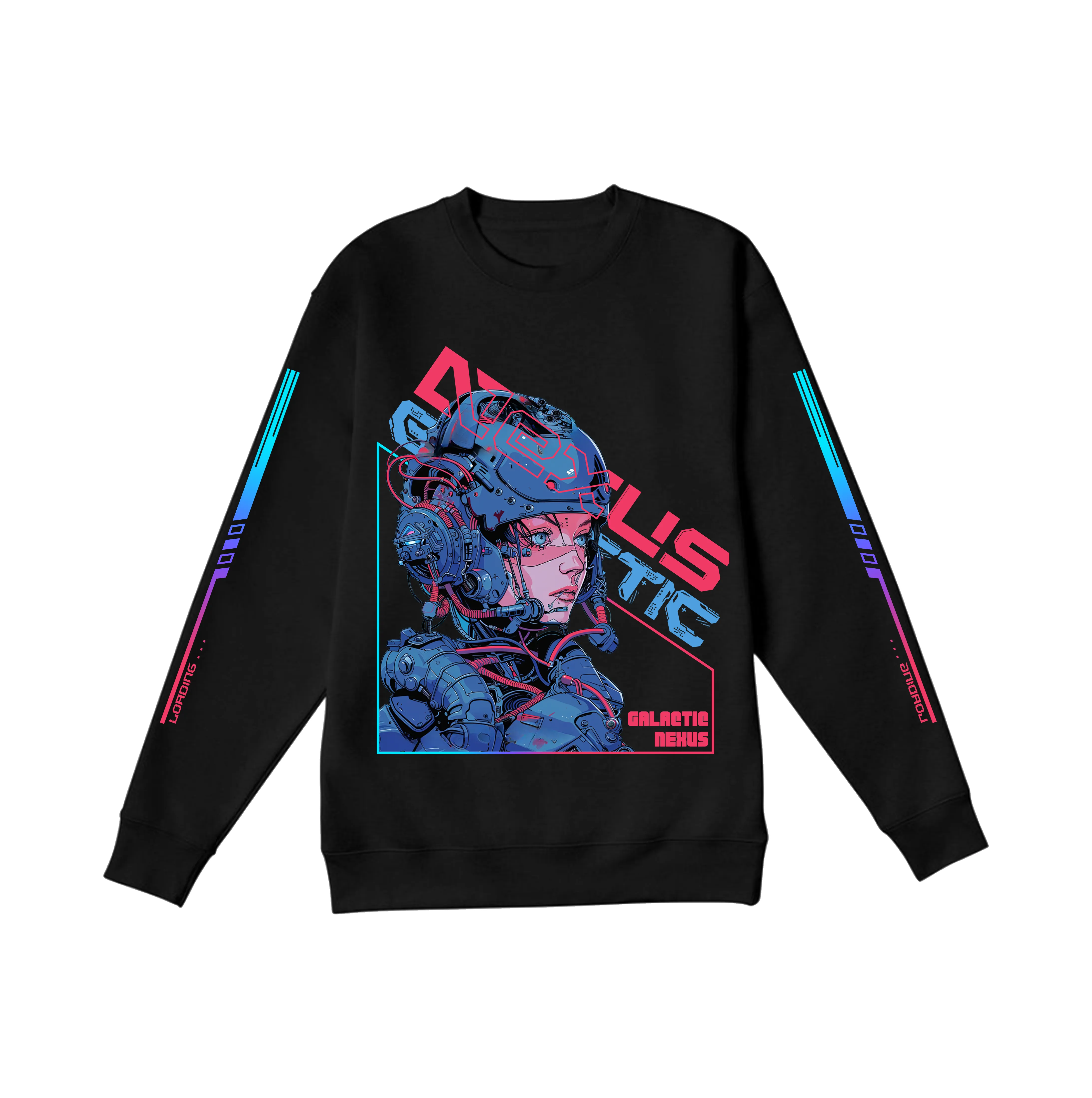 futuristic Humanoid Neon Theme Graphic Sweatshirt