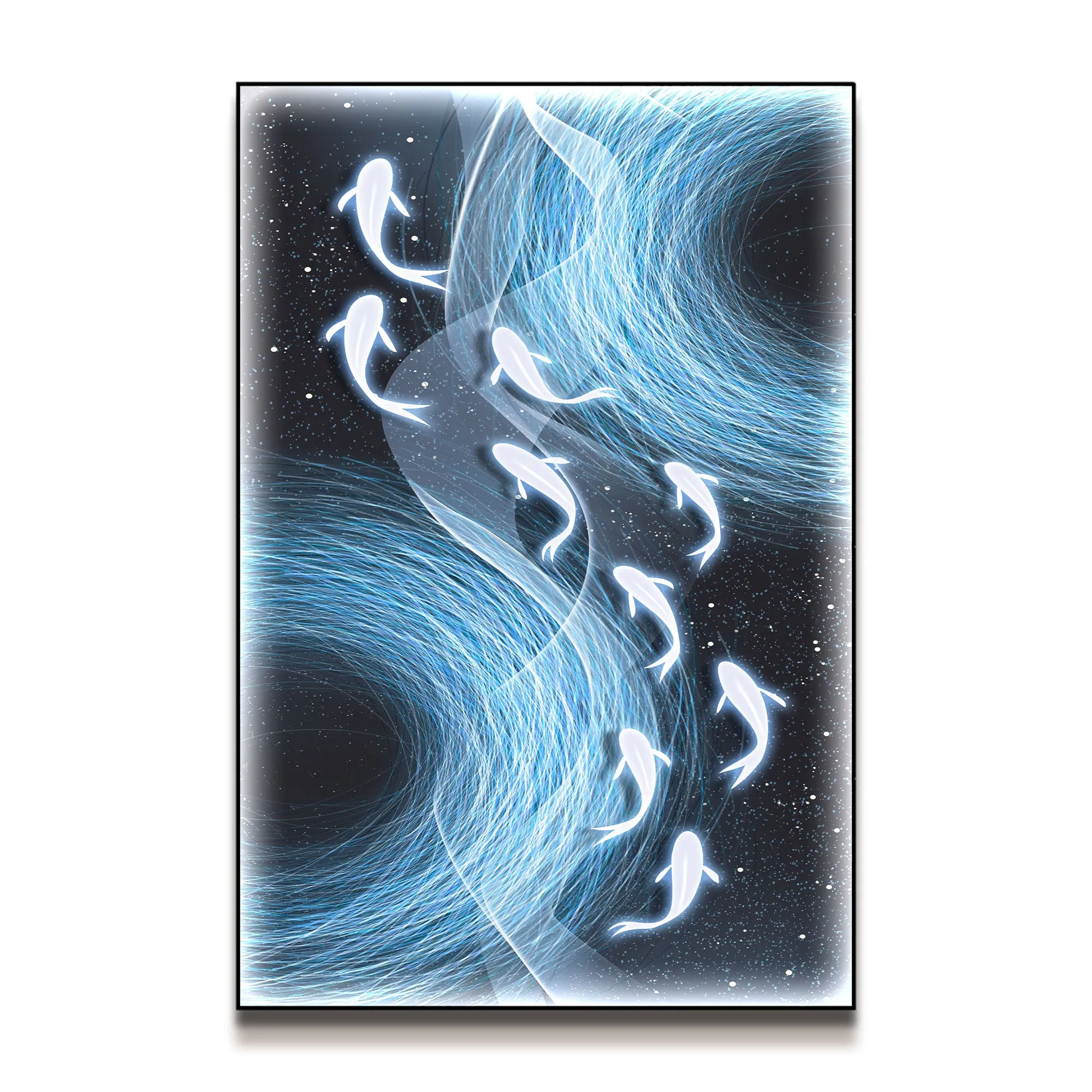 Futuristic Wall Art Nine Koi Fish I