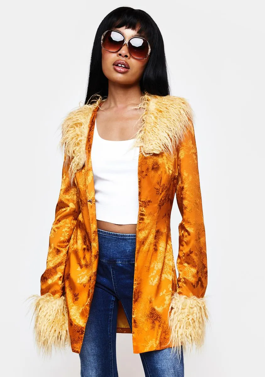 Gold Marla Satin Jacquard Jacket