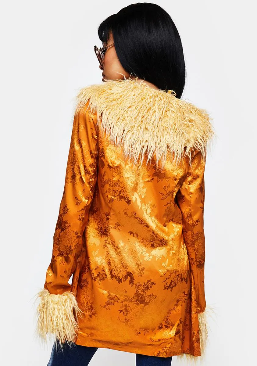 Gold Marla Satin Jacquard Jacket