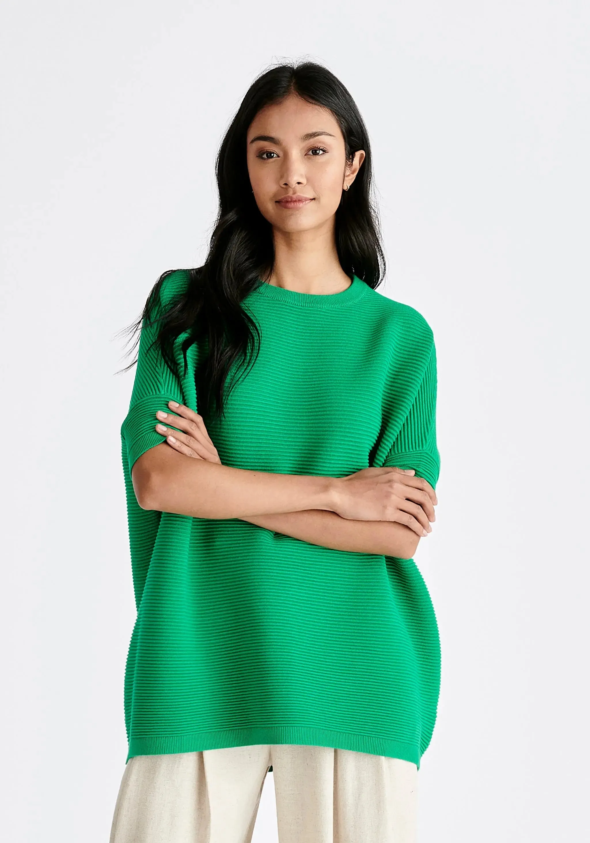 Green Paisie Short Sleeve Ribbed Jumper