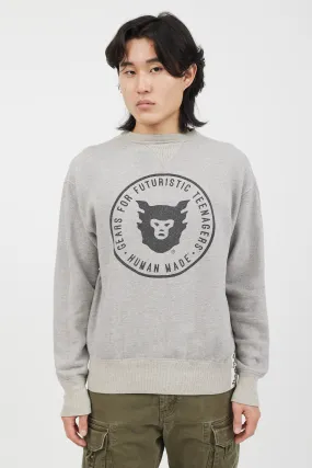 Grey Futuristic Teenagers Crewneck Sweater