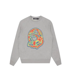 HEAT MAP HELMET LOGO CREWNECK - HEATHER GREY