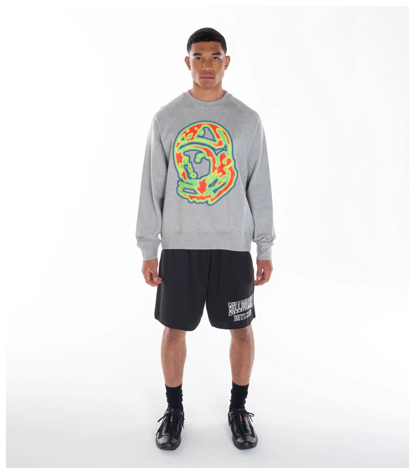 HEAT MAP HELMET LOGO CREWNECK - HEATHER GREY