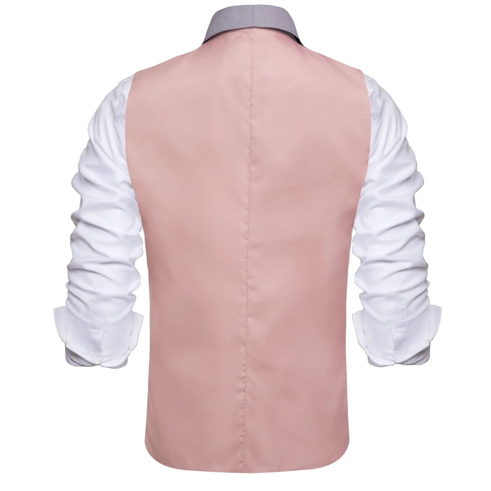 Hi-Tie Grey Shawl Collar Pink Solid Waistcoat Formal Vests for Business