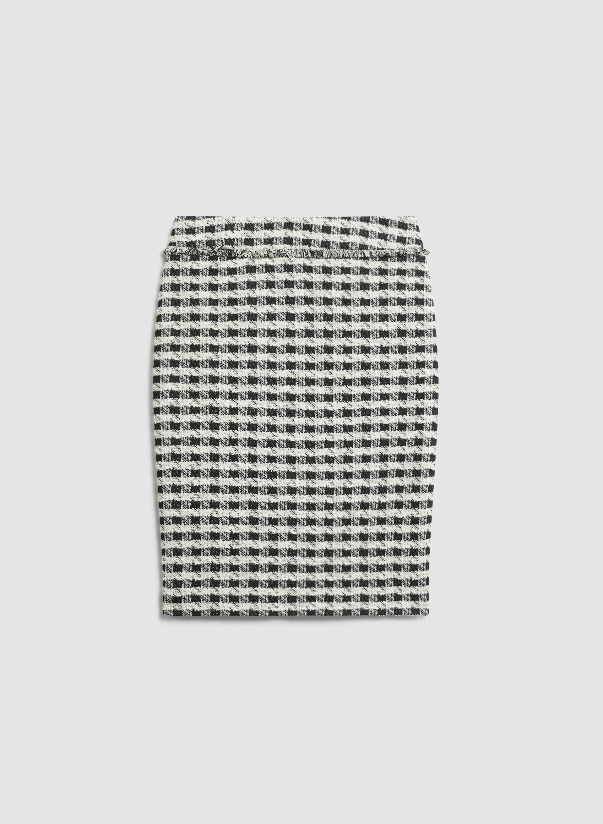 Houndstooth Motif Pencil Skirt