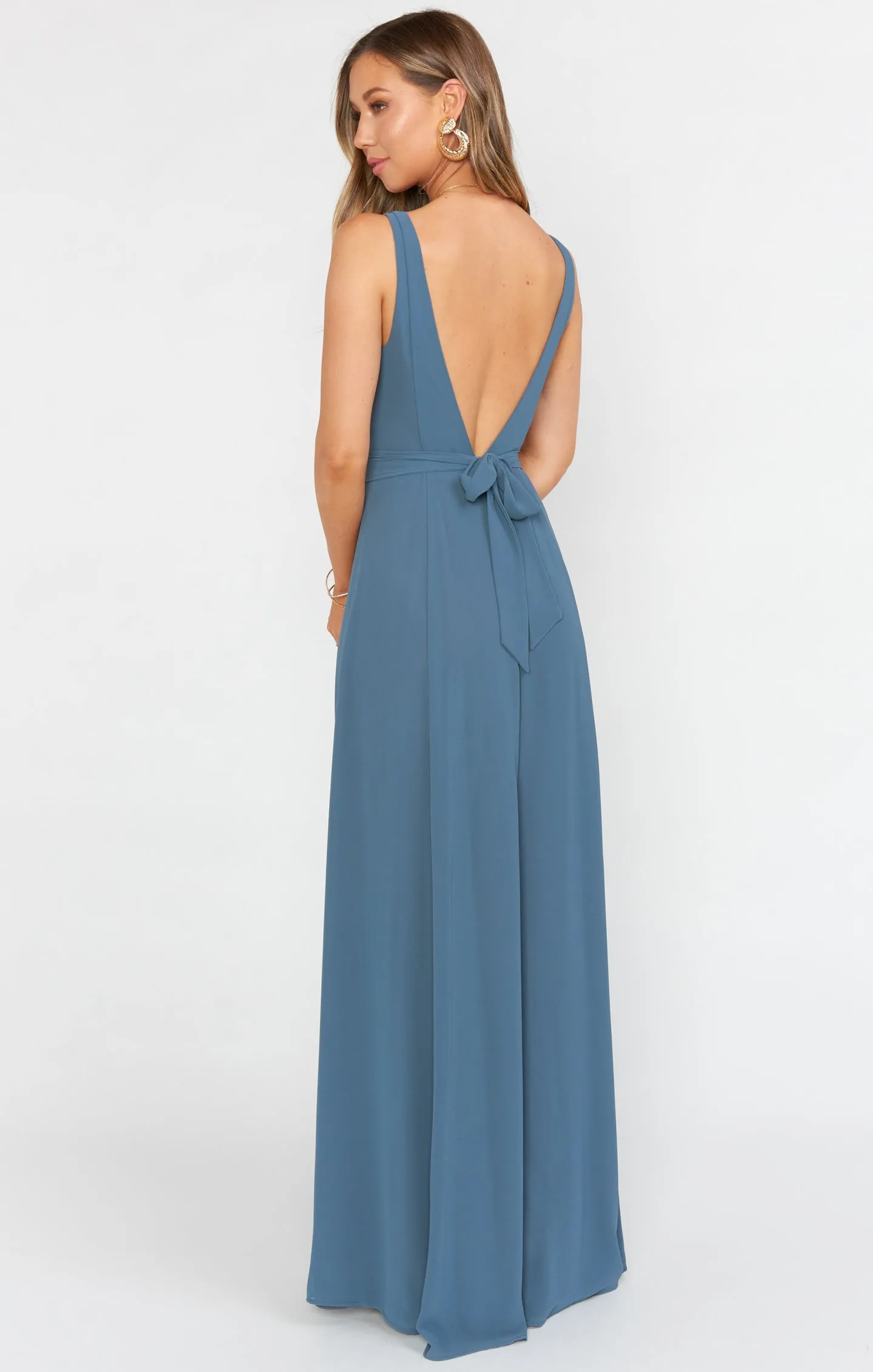 Jenn Maxi Dress ~ Slate Blue Chiffon