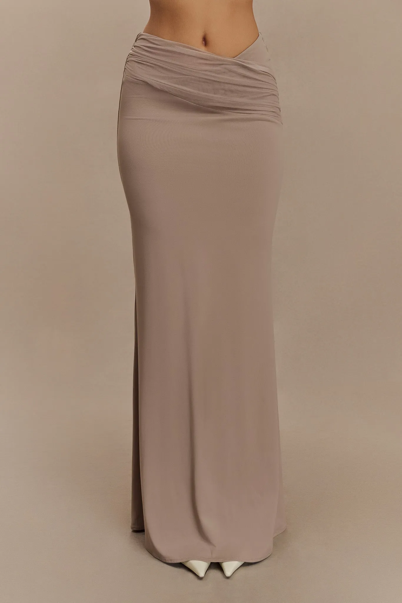 Jules Recycled Nylon And Mesh Maxi Skirt - Taupe