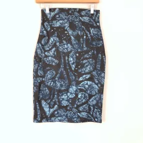 June & Hudson Blue & Black Fitted Pencil Skirt- Size S