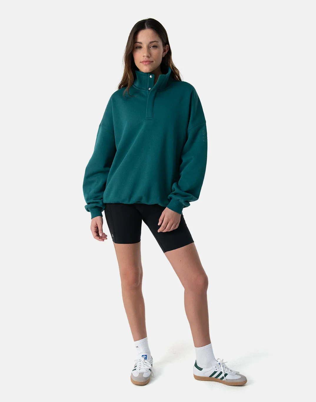 Kin Snap Collar Sweatshirt in Teal