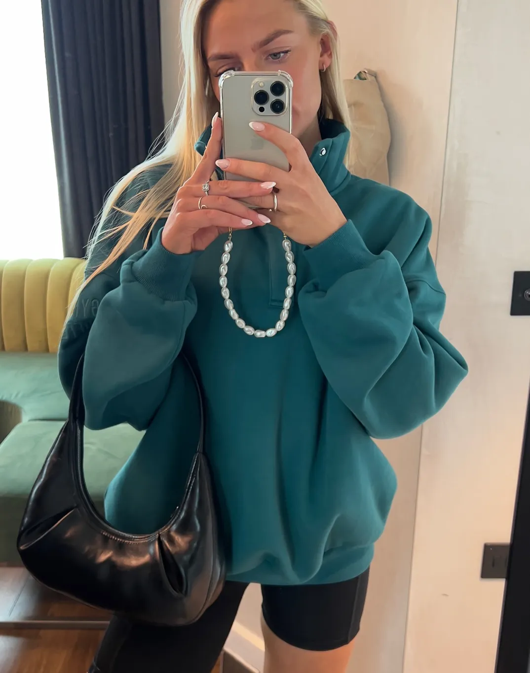 Kin Snap Collar Sweatshirt in Teal