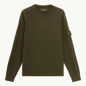 Knitwear Light Wool Crew Ghost Patch - Military Green 2981