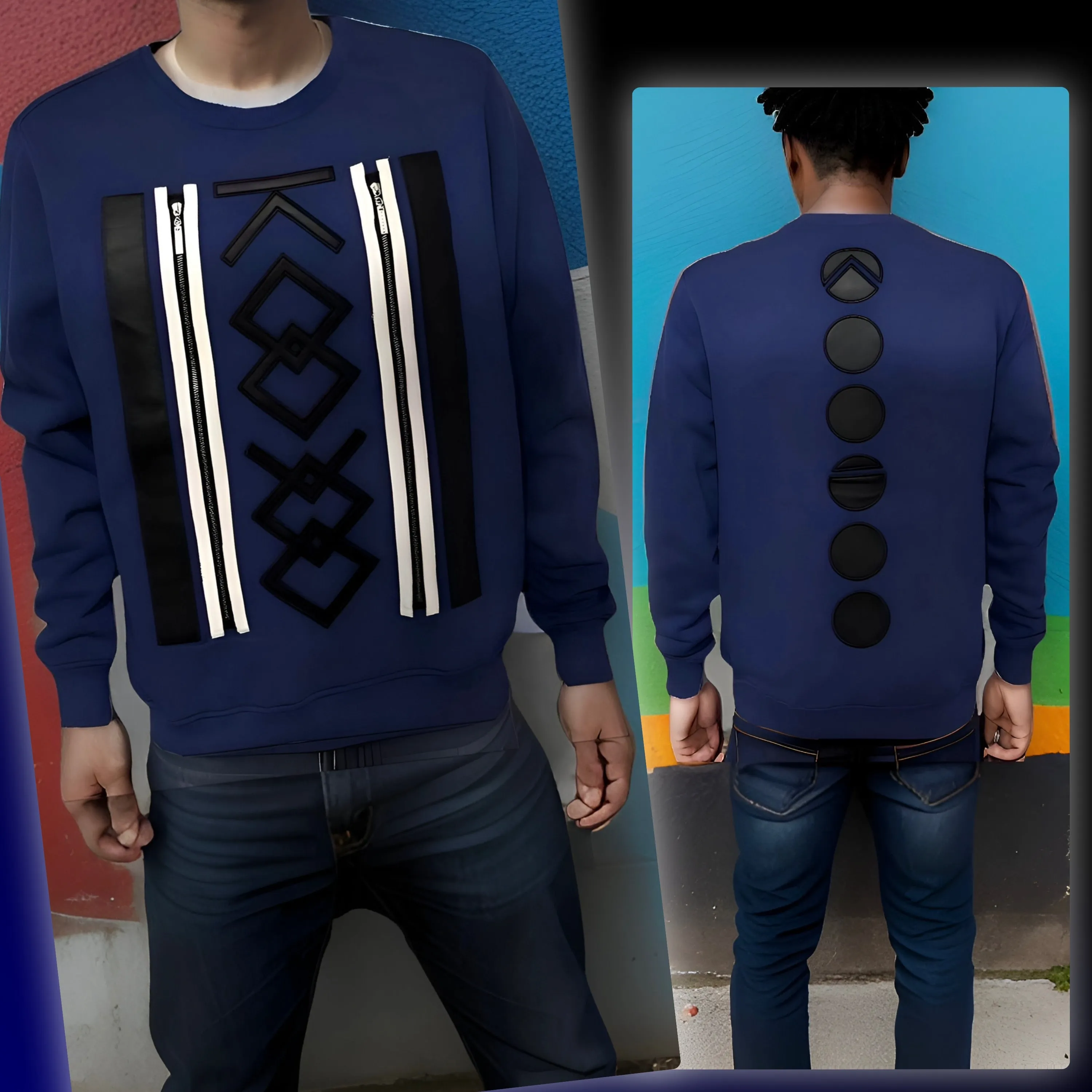 ^KOODOO^ (BLUE-BLACK) LUXURY CREWNECK SWEATSHIRTS