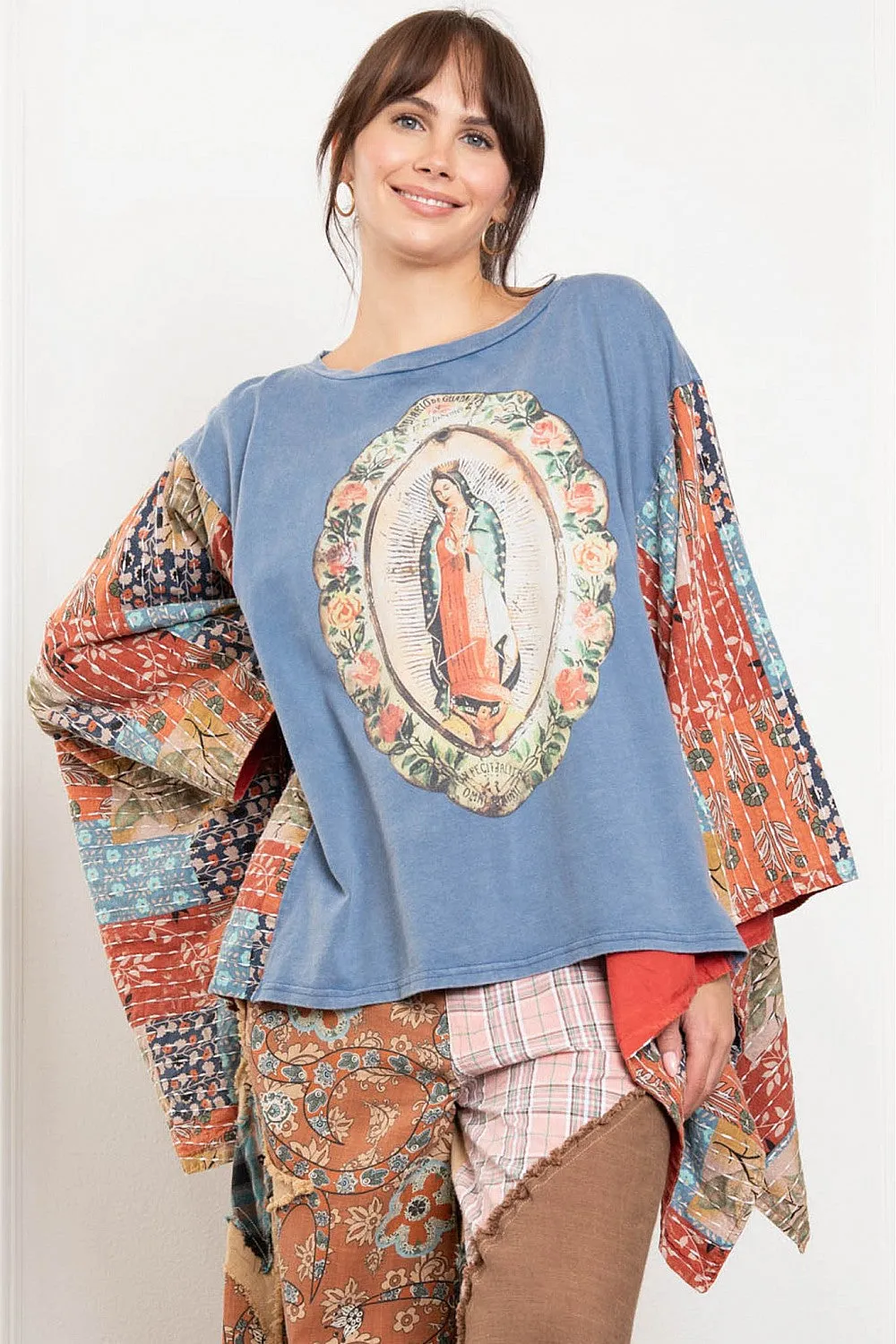 Lady Guad Print Poncho Top #807