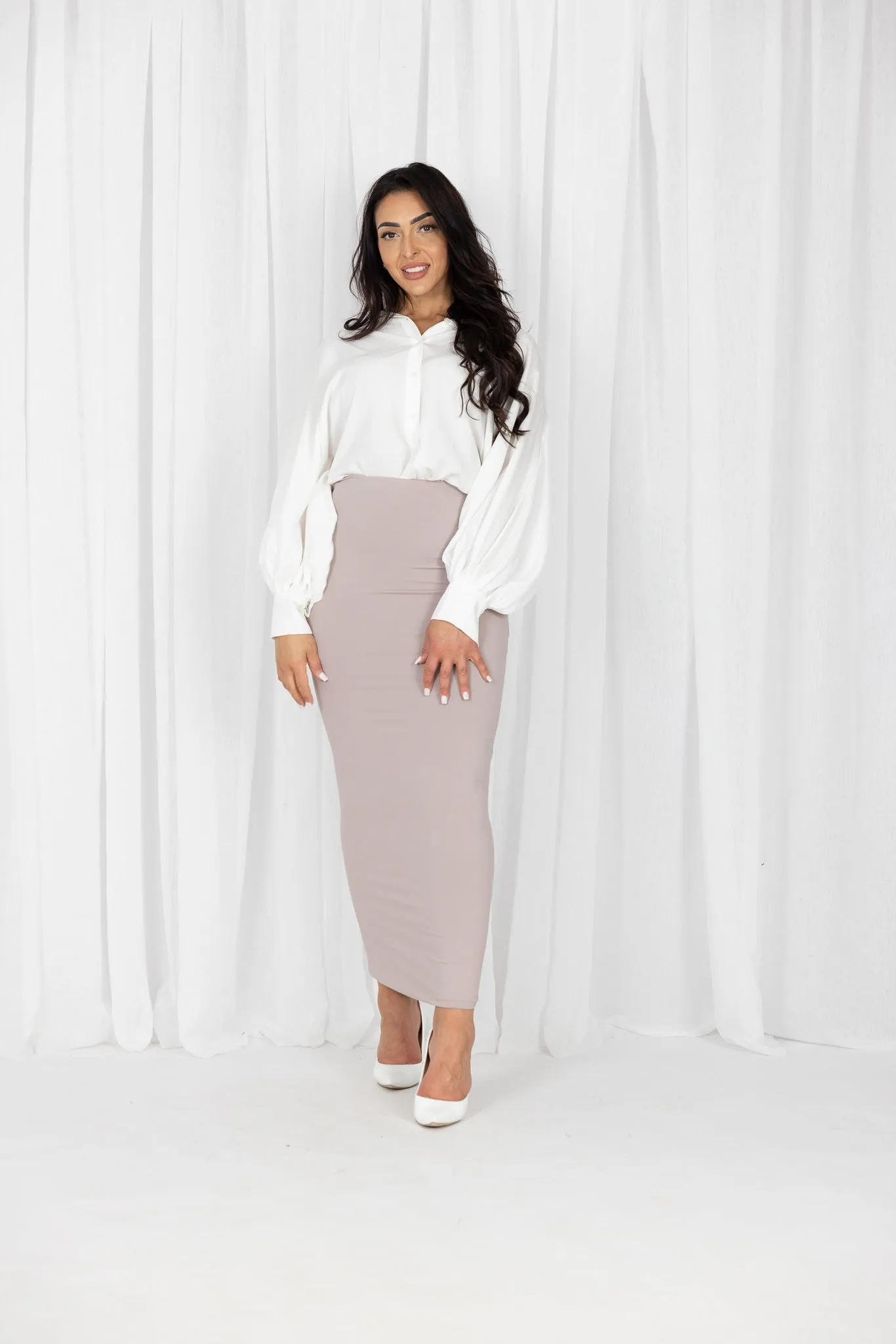 Lined Jersey Pencil Skirt