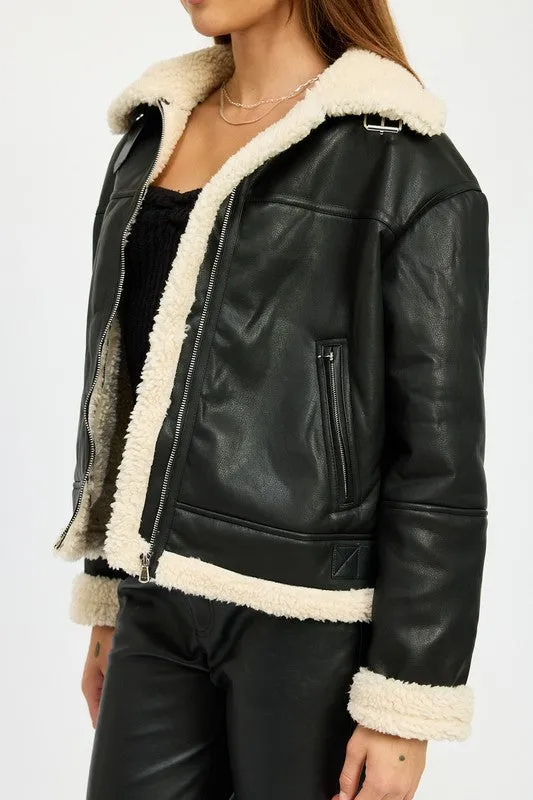 Luxury Shearling Dark Brown Moto Jacket