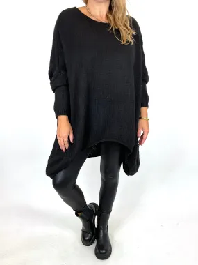 Made in Italy Lagenlook Lottie Plain Jumper Black. code 3206