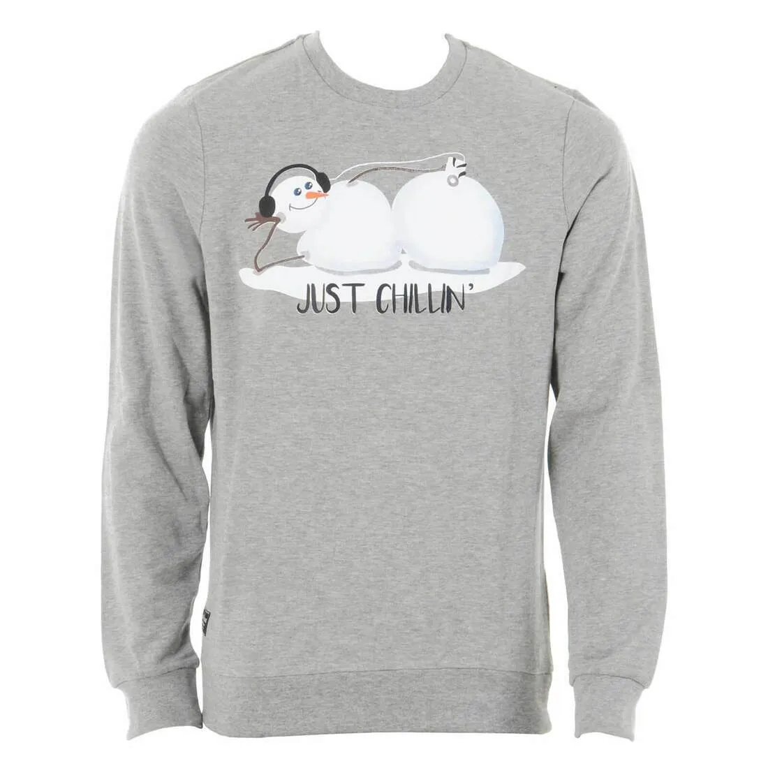 Mens Sweater Just Chillin Snowman Grey Crew Neck Jumper