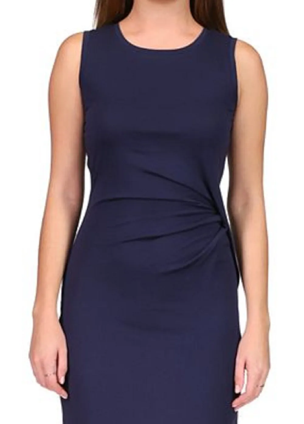 Michael Kors Women's Crewneck Draped Dress Blue Size Petite Small