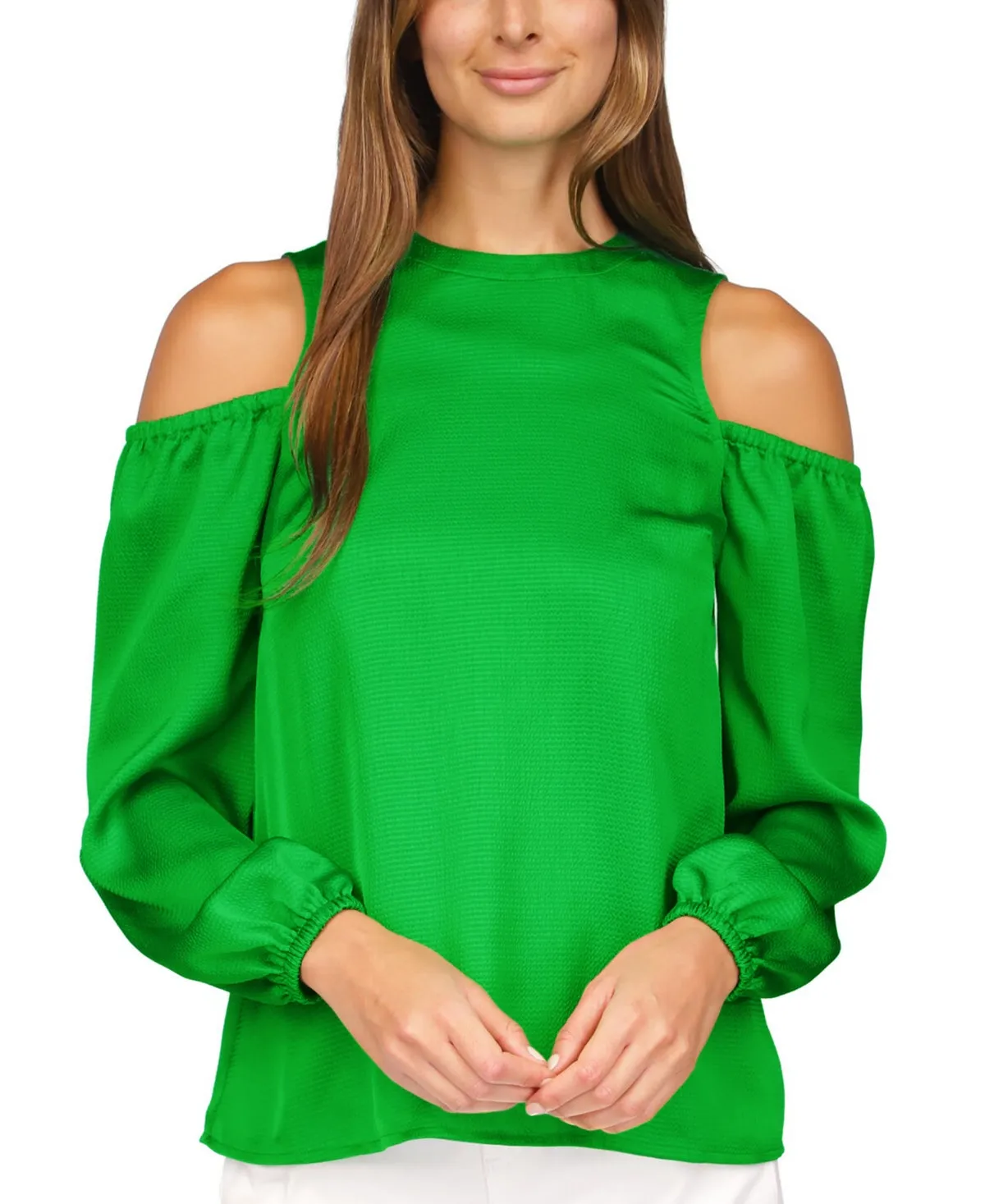 Michael Kors Women's Satin Cold Shoulder Top Green