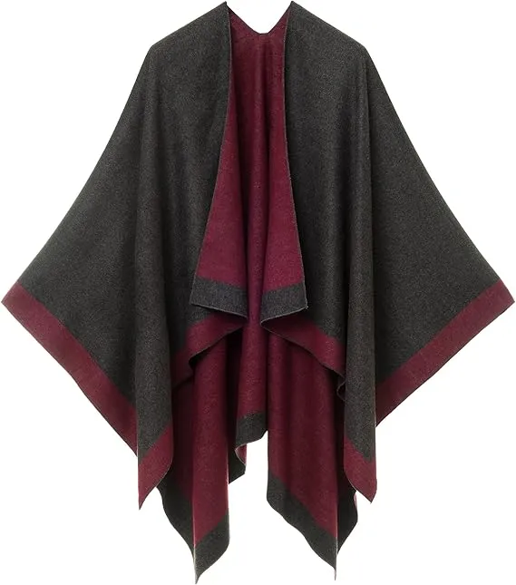 Midnight Black Luxurious Knit Sweater Poncho Cardigan