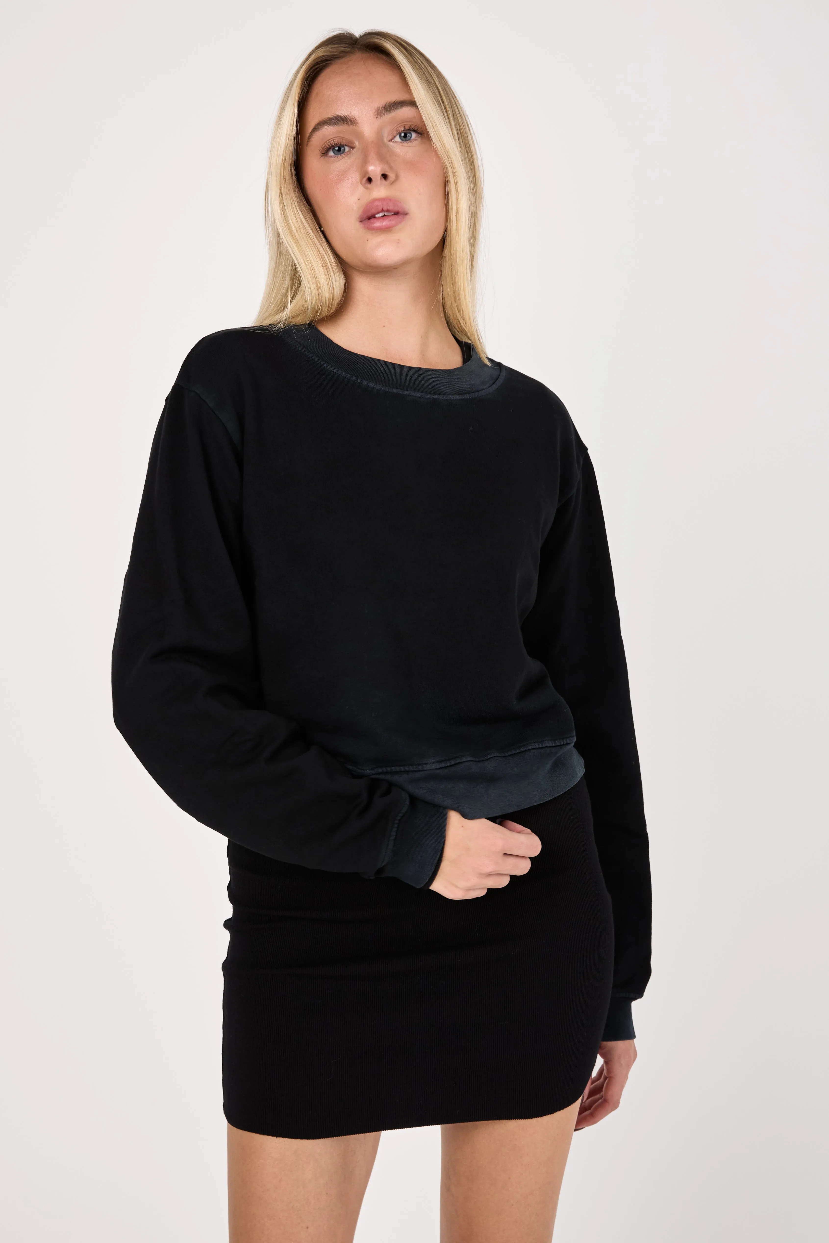 Milan Crewneck Sweatshirt in Vintage Black