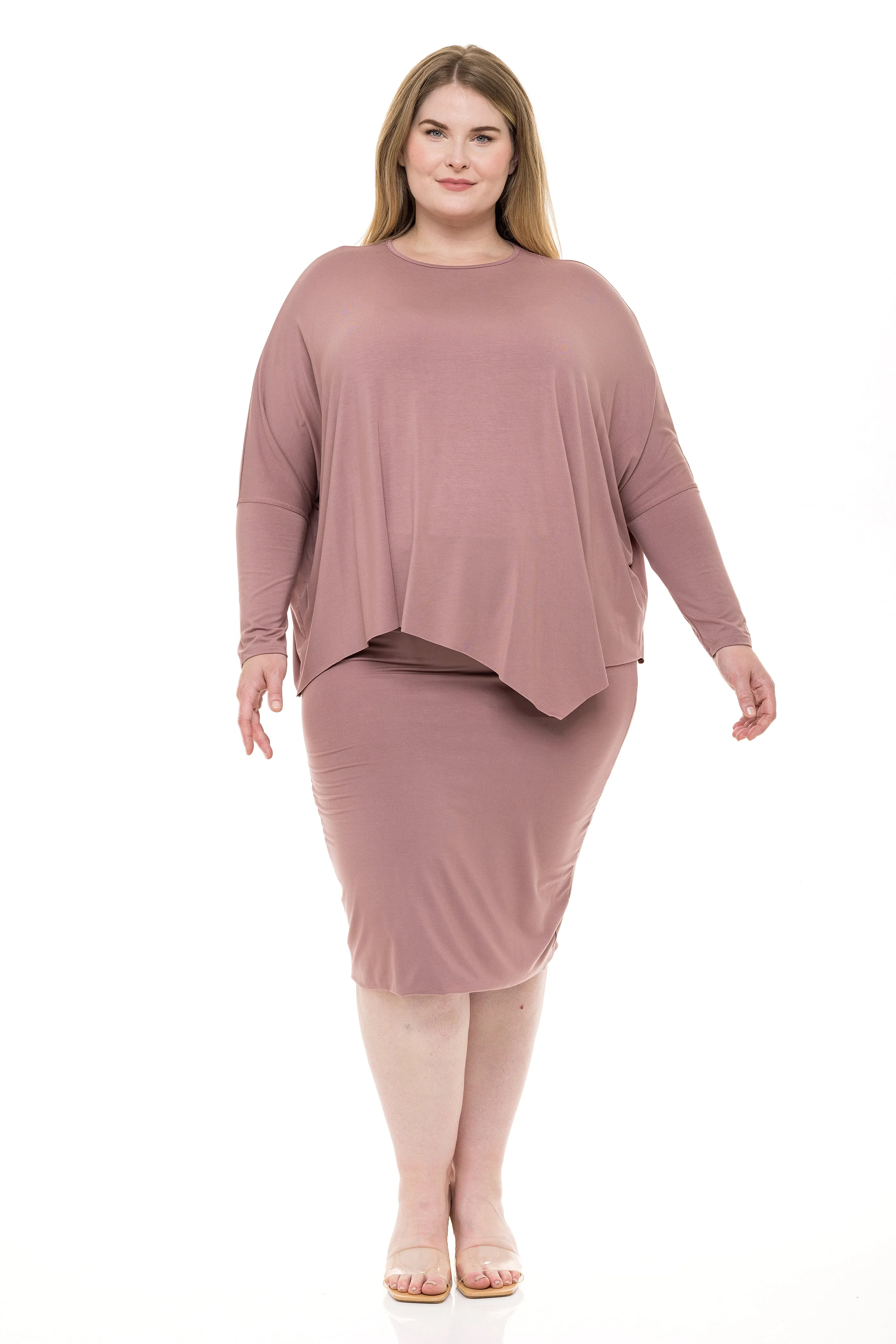 MODAL PENCIL SLIM SKIRT (MAUVE)