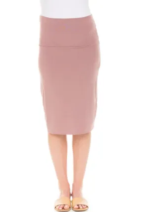 MODAL PENCIL SLIM SKIRT (MAUVE)