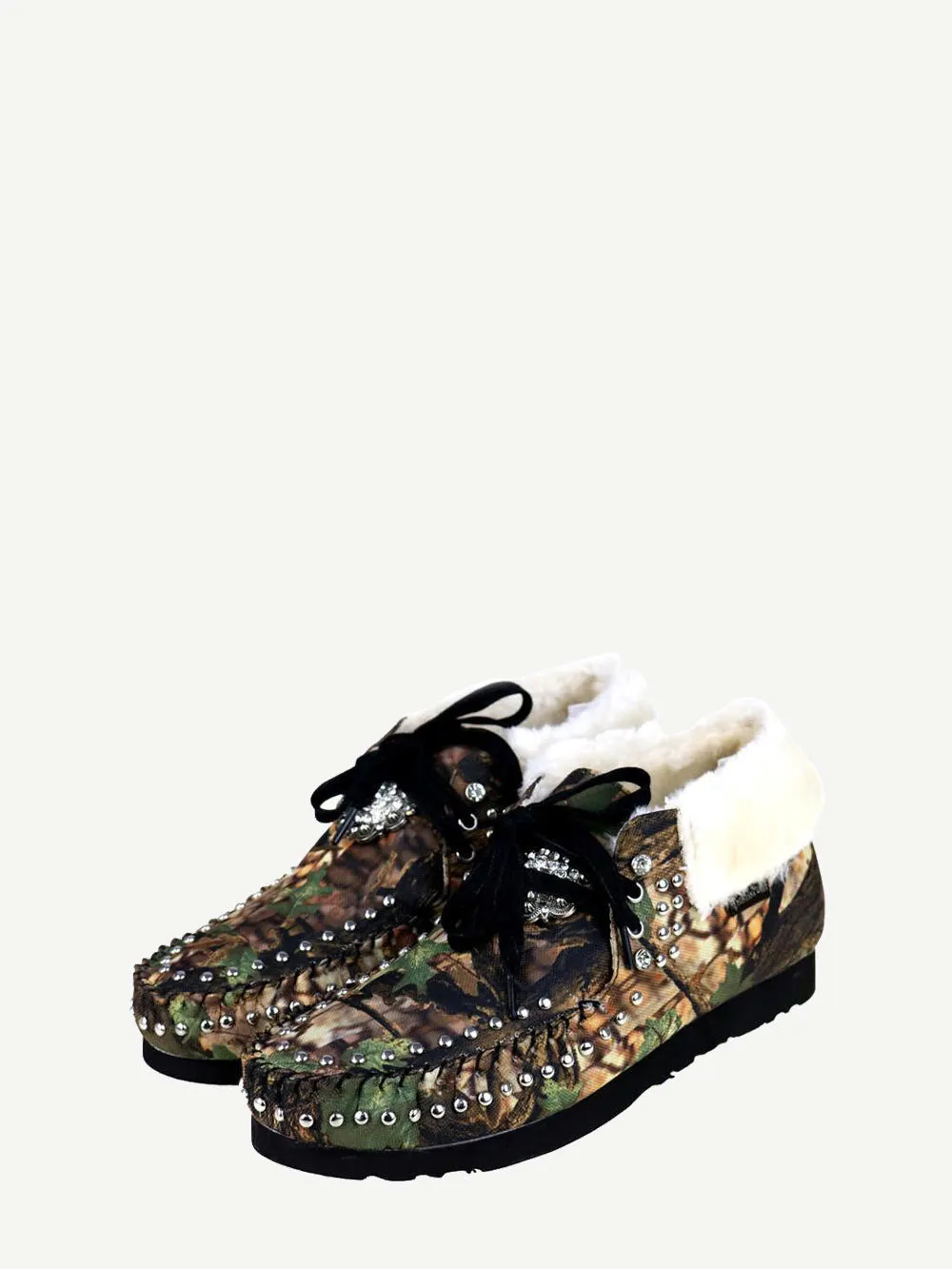 Montana West Western Camo Print Moccasins