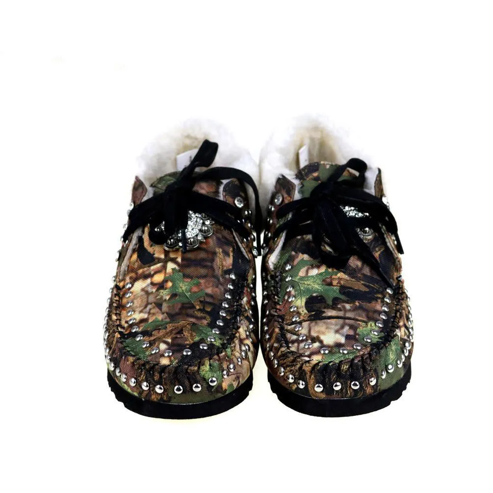 Montana West Western Camo Print Moccasins