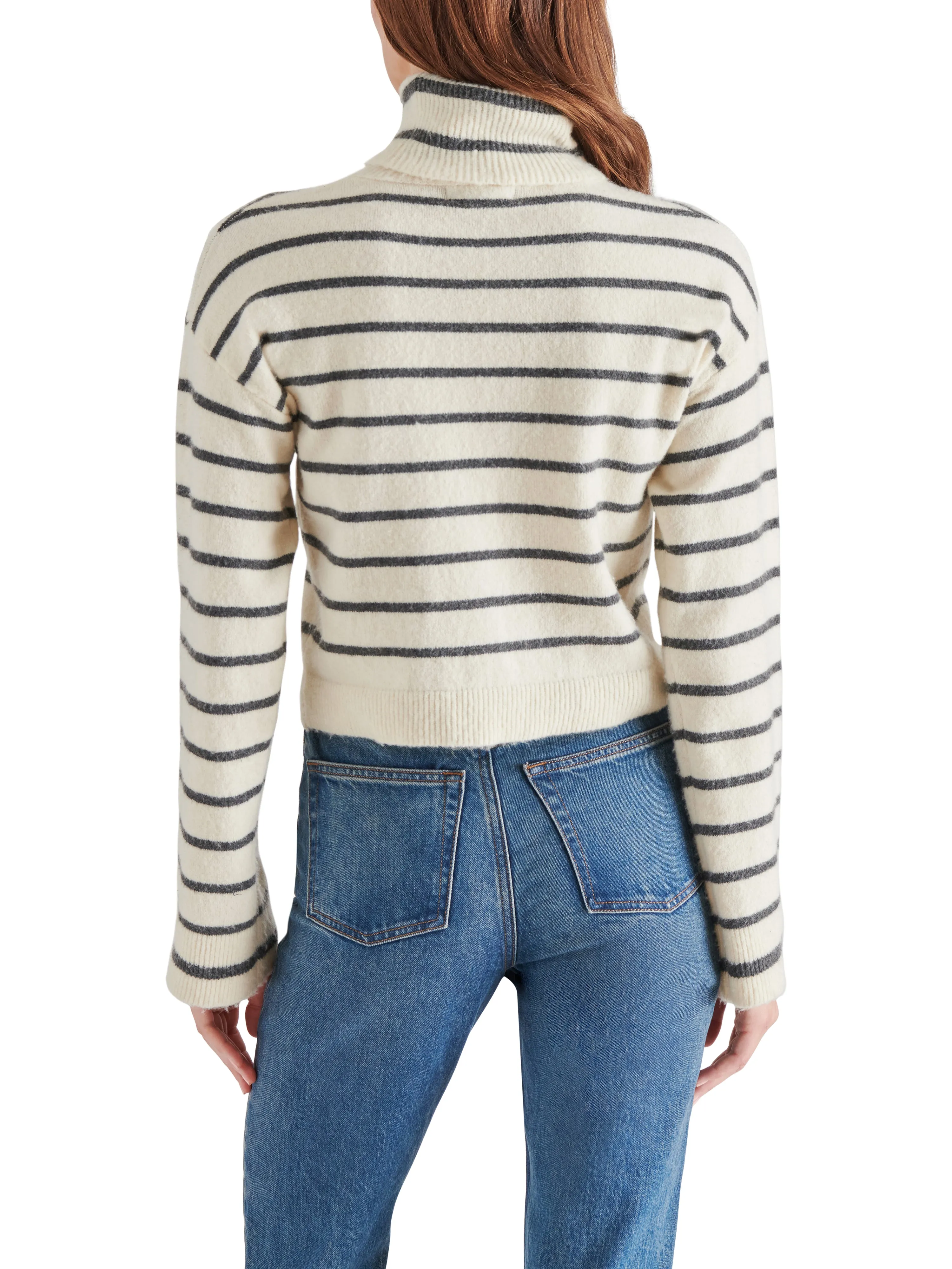 Narsha Turtleneck Sweater, Ivory Stripe | Steve Madden