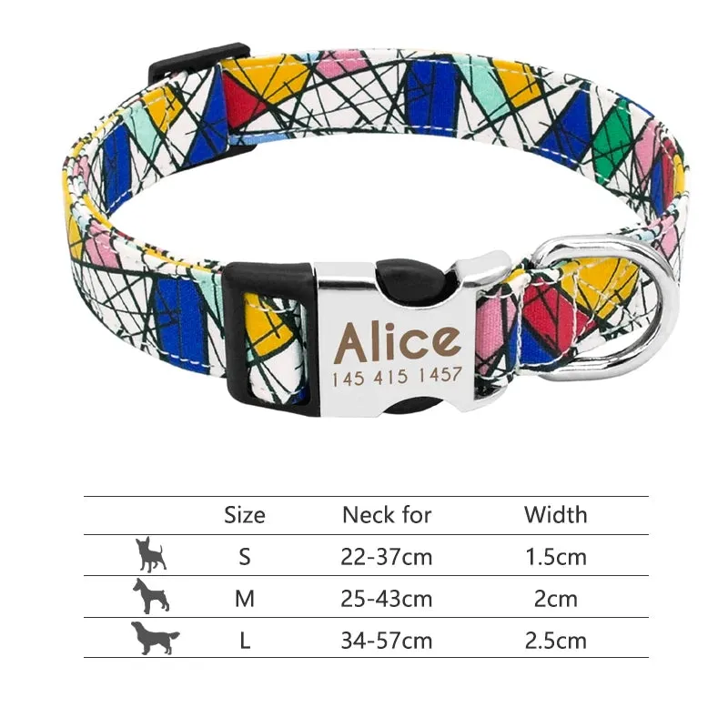 Nylon Dog Collar - Personalized Custom Engraved ID Tag & Nameplate Buckle for Small, Medium & Large Dogs