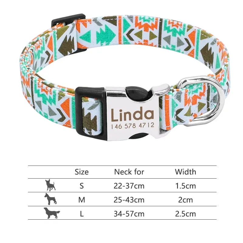 Nylon Dog Collar - Personalized Custom Engraved ID Tag & Nameplate Buckle for Small, Medium & Large Dogs