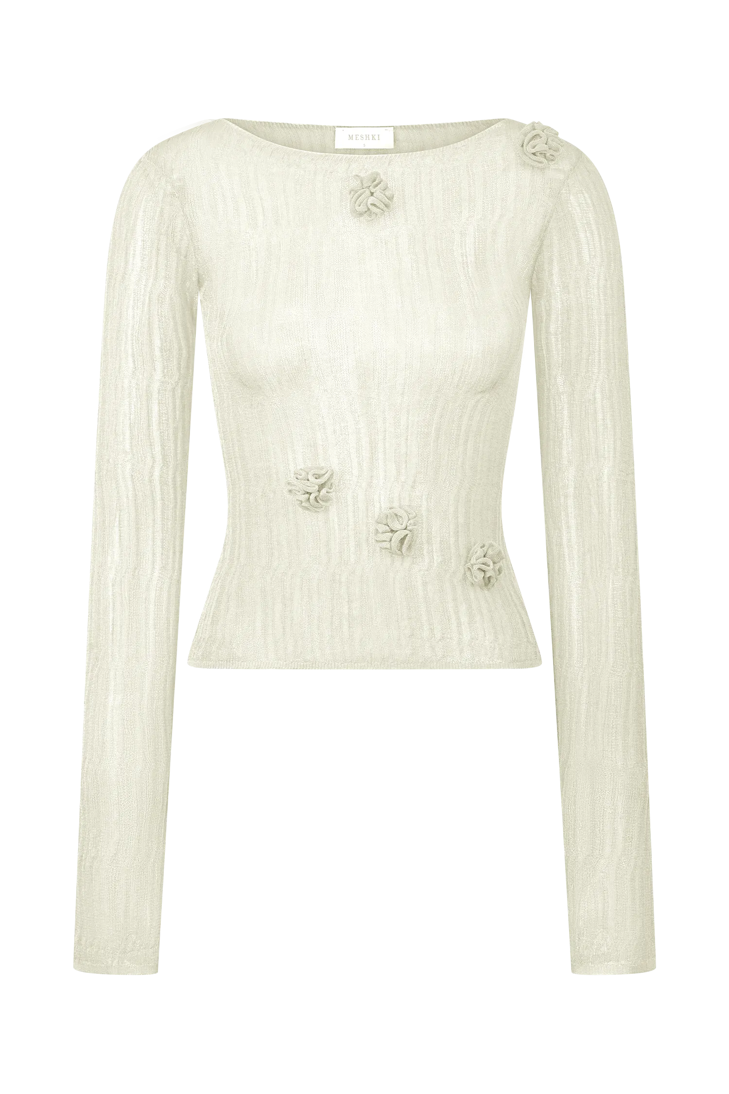 Orianna Orchid Long Sleeve Knit Top - Ivory