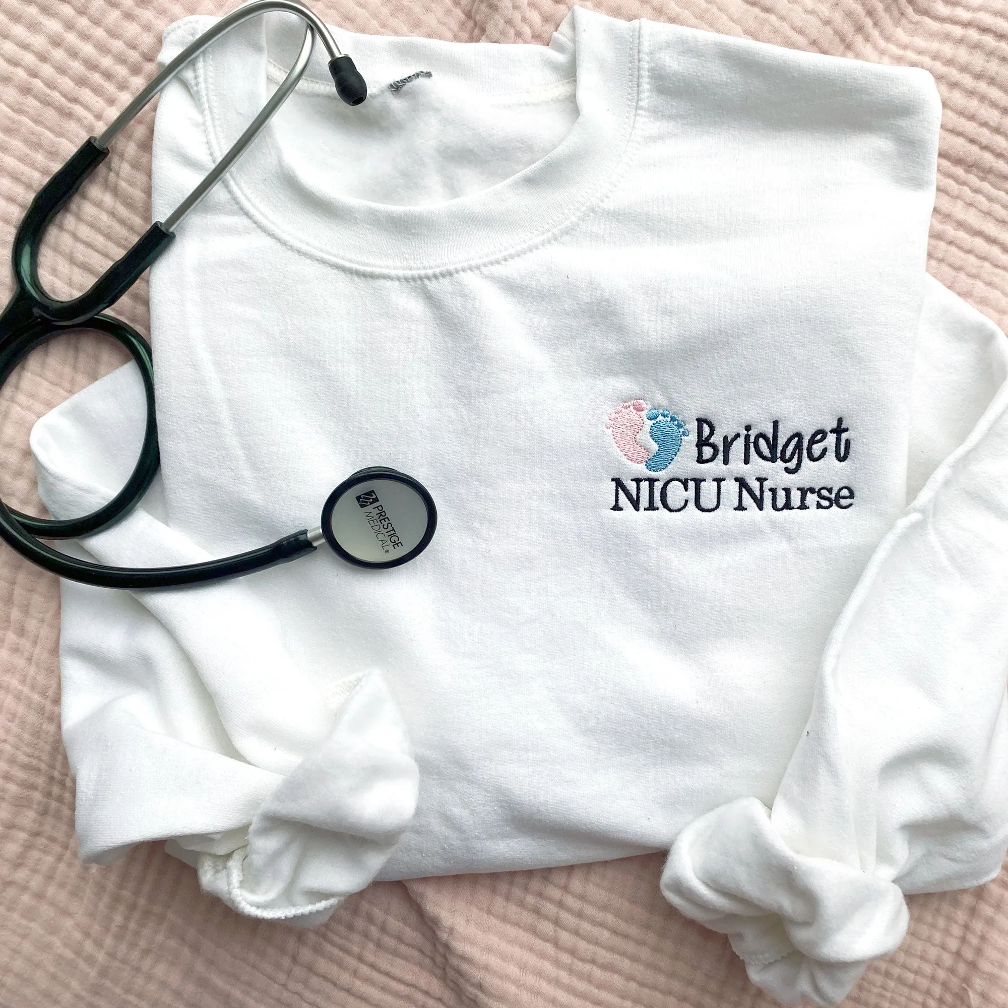 Personalized NICU Nurse Embroidered Gemma Crewneck Sweatshirt