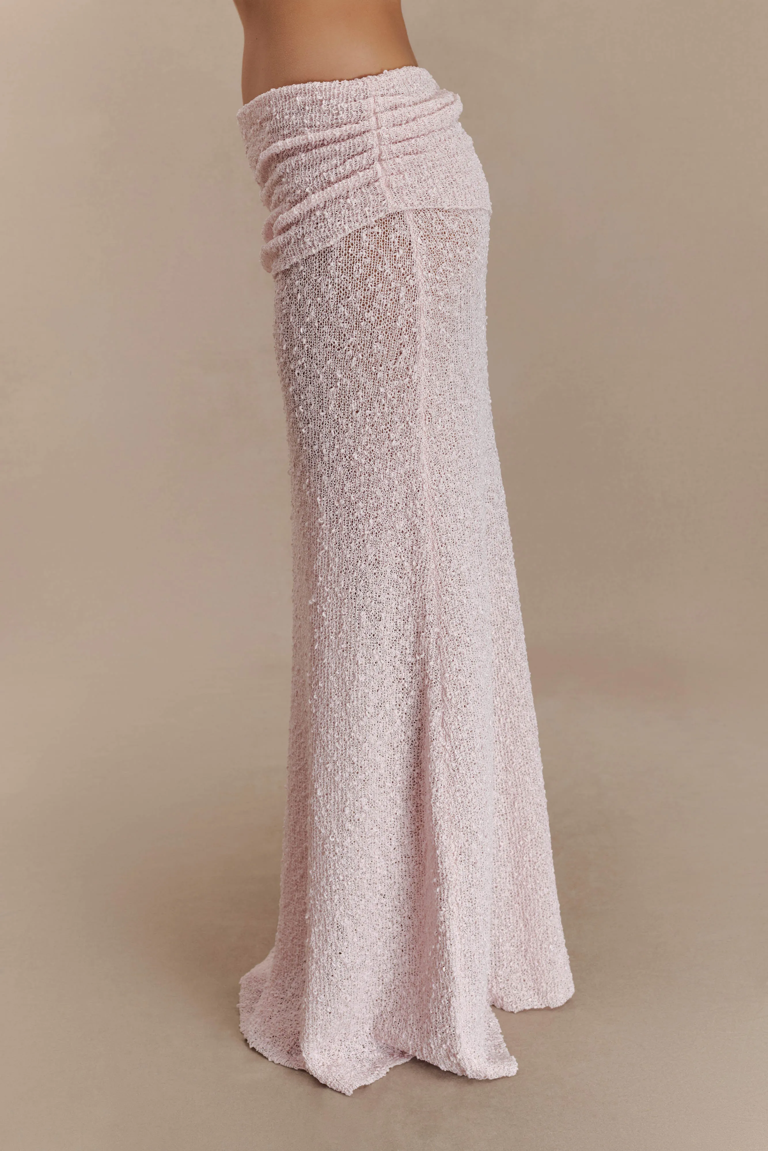 Petra Ruched Knit Maxi Skirt - Misty Rose