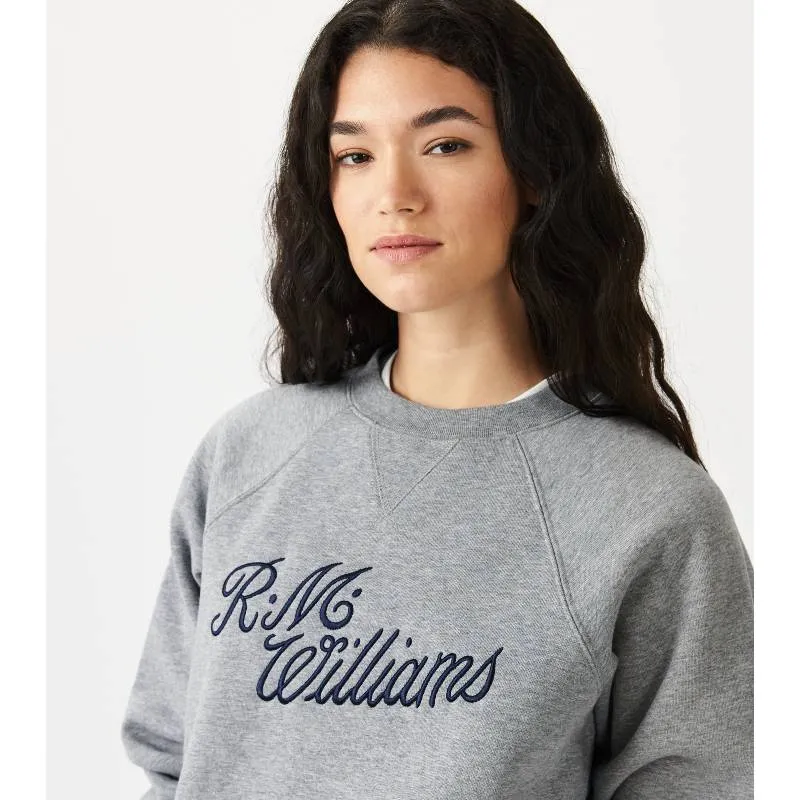 R.M.Williams Script Ladies Crew Neck Sweater - Grey/Blue