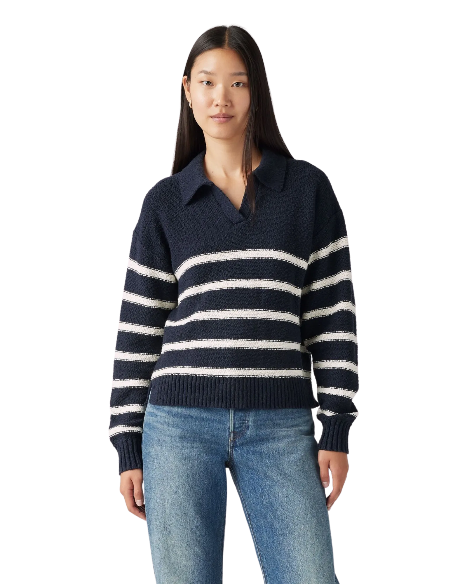 Satellite Polo Jumper in Marine Stripe