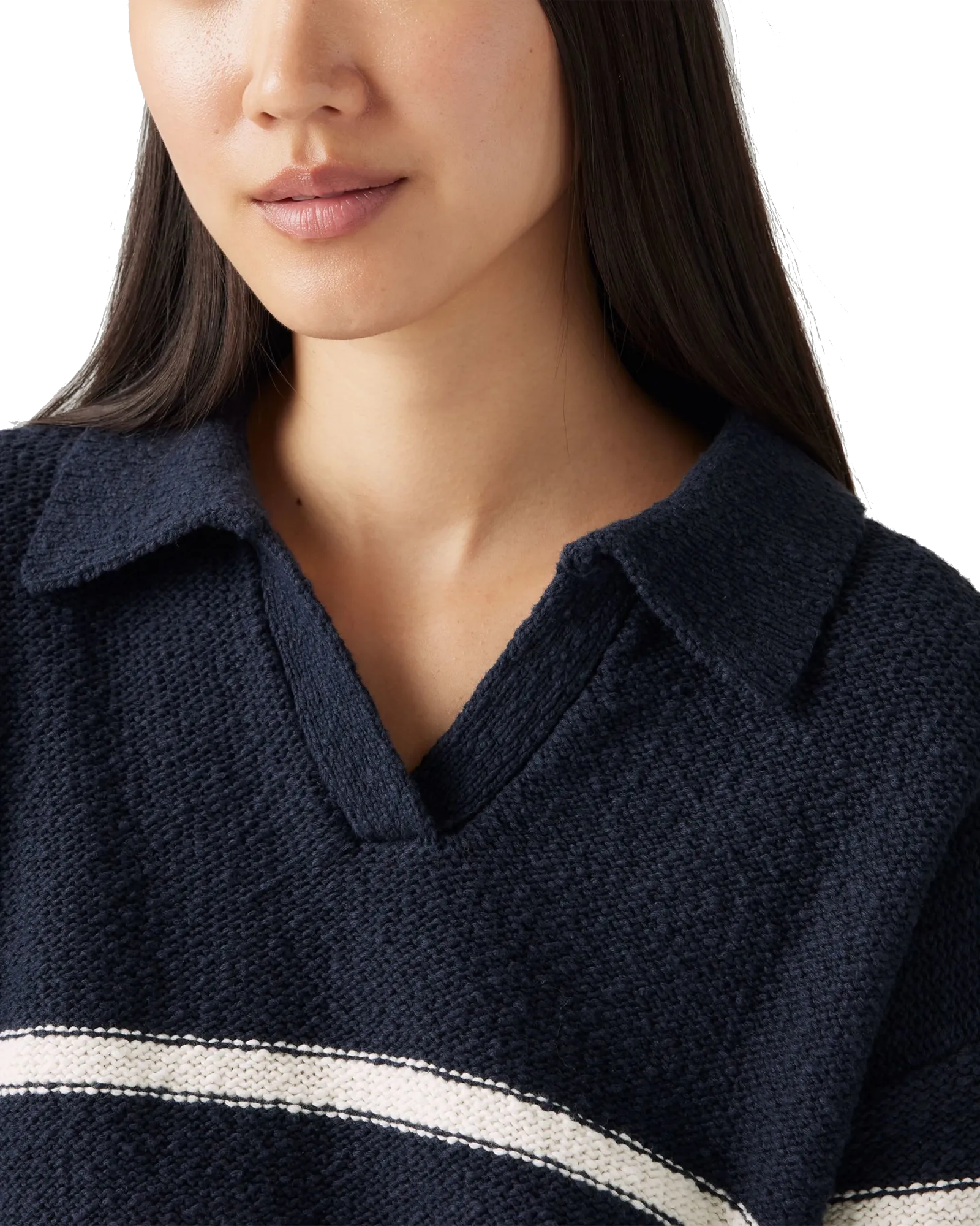 Satellite Polo Jumper in Marine Stripe