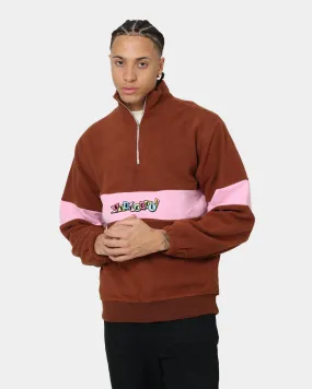 STAYCOOLNYC Deco Polar Fleece Quarter Zip Brown/Pink