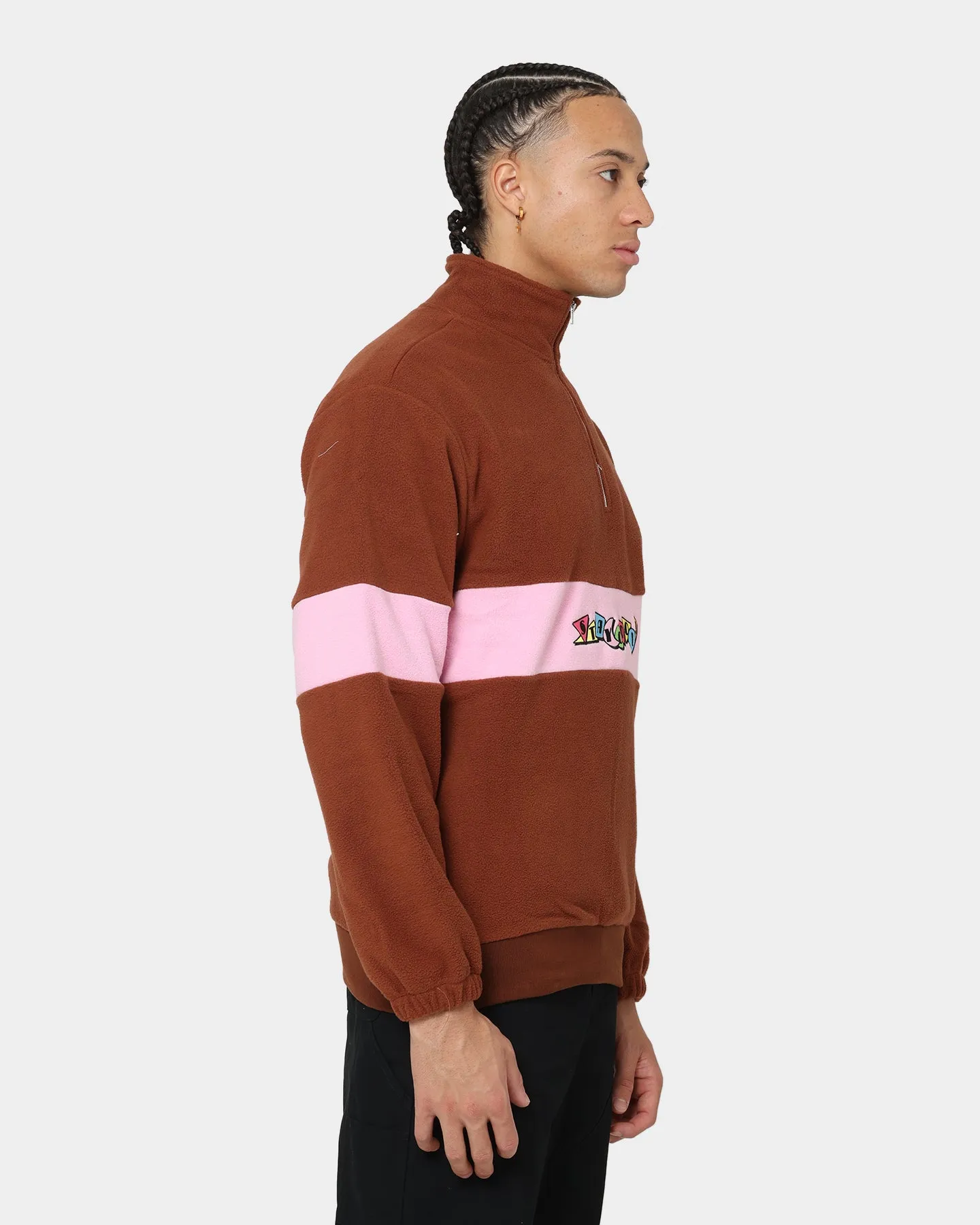 STAYCOOLNYC Deco Polar Fleece Quarter Zip Brown/Pink