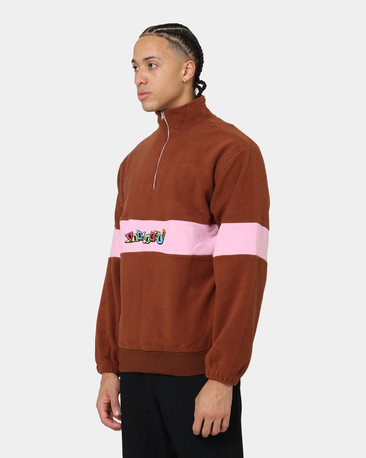 STAYCOOLNYC Deco Polar Fleece Quarter Zip Brown/Pink