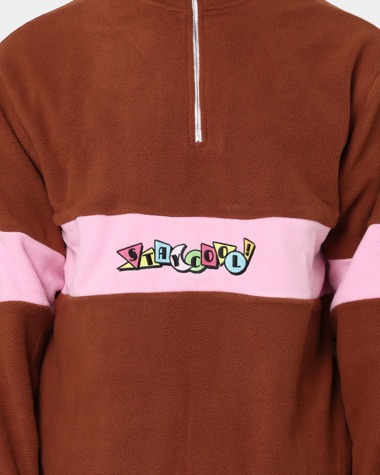 STAYCOOLNYC Deco Polar Fleece Quarter Zip Brown/Pink