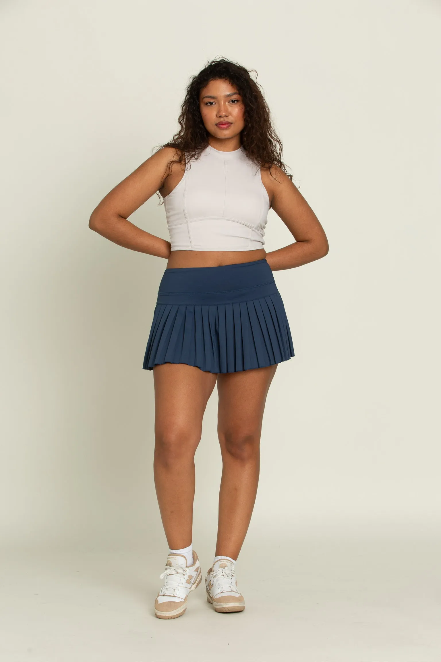 Stone Navy Pleated Tennis Skirt