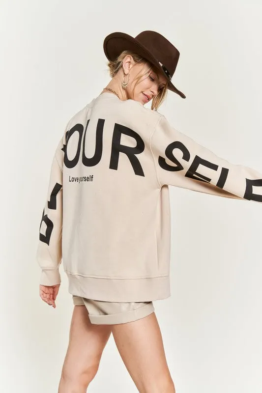 TEEK - Plus Size BE YOUR SELF Oversized Sweatshirt