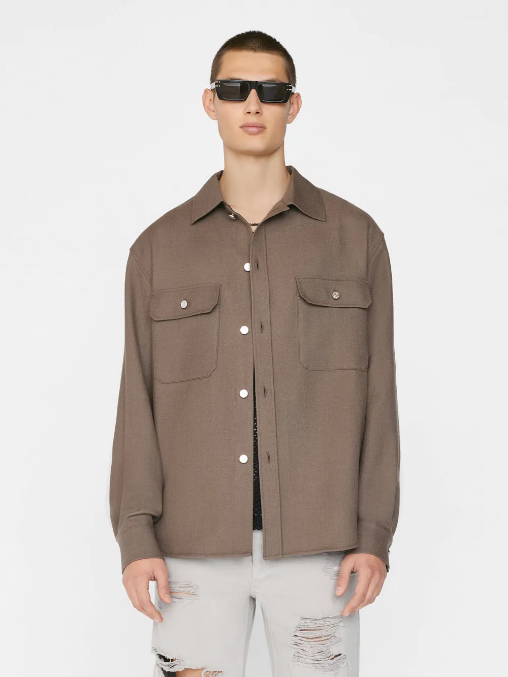 Textured Overshirt -- Smoke Wood